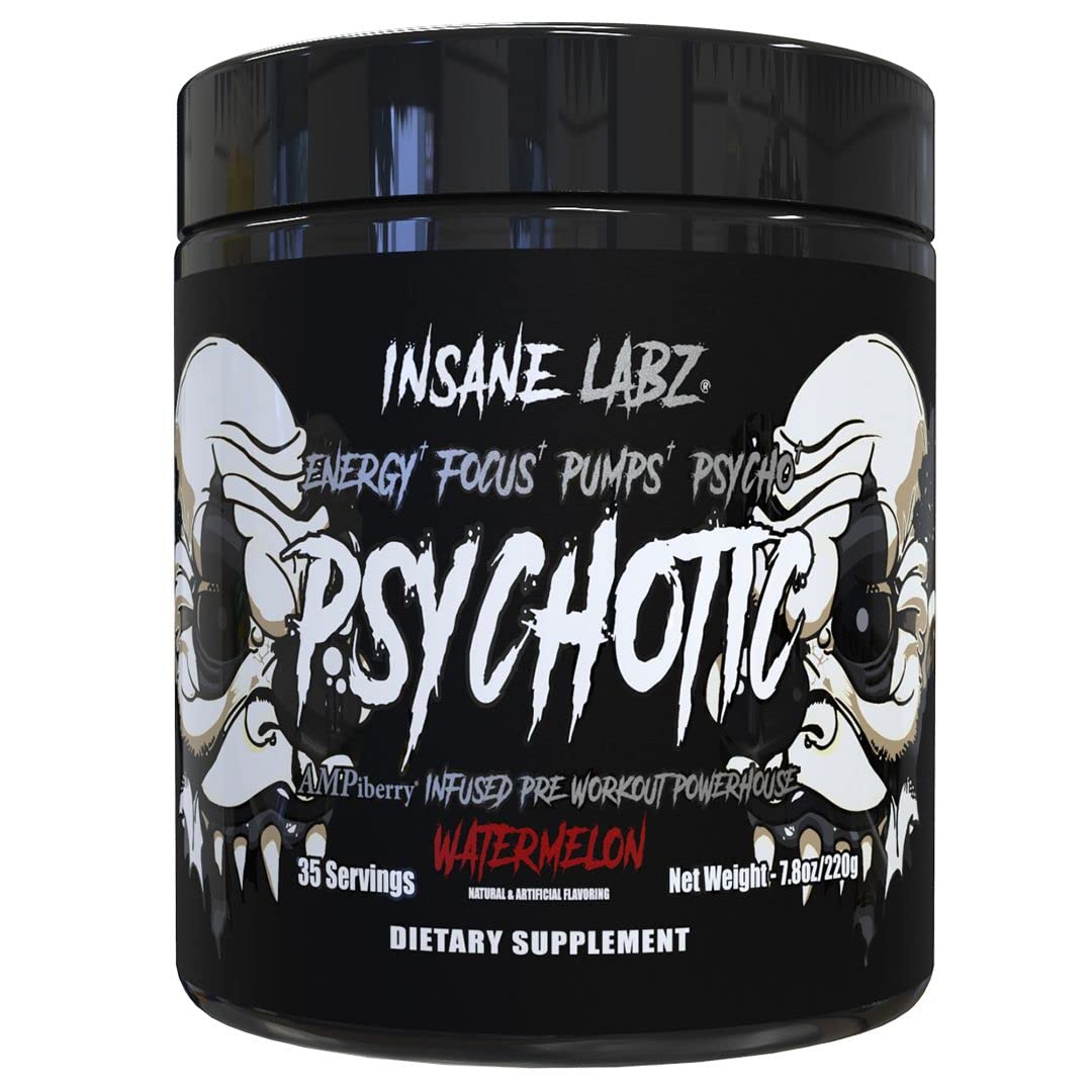 Psychotic Black Pastèque — poudre pré-entraînement pour énergie soutenue.