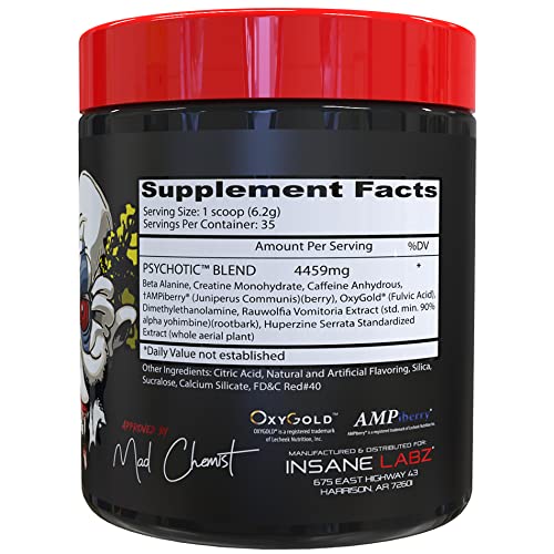 Insane Labz Psychotic - cuillère-dose intégrée facilitant le dosage et l’énergie.