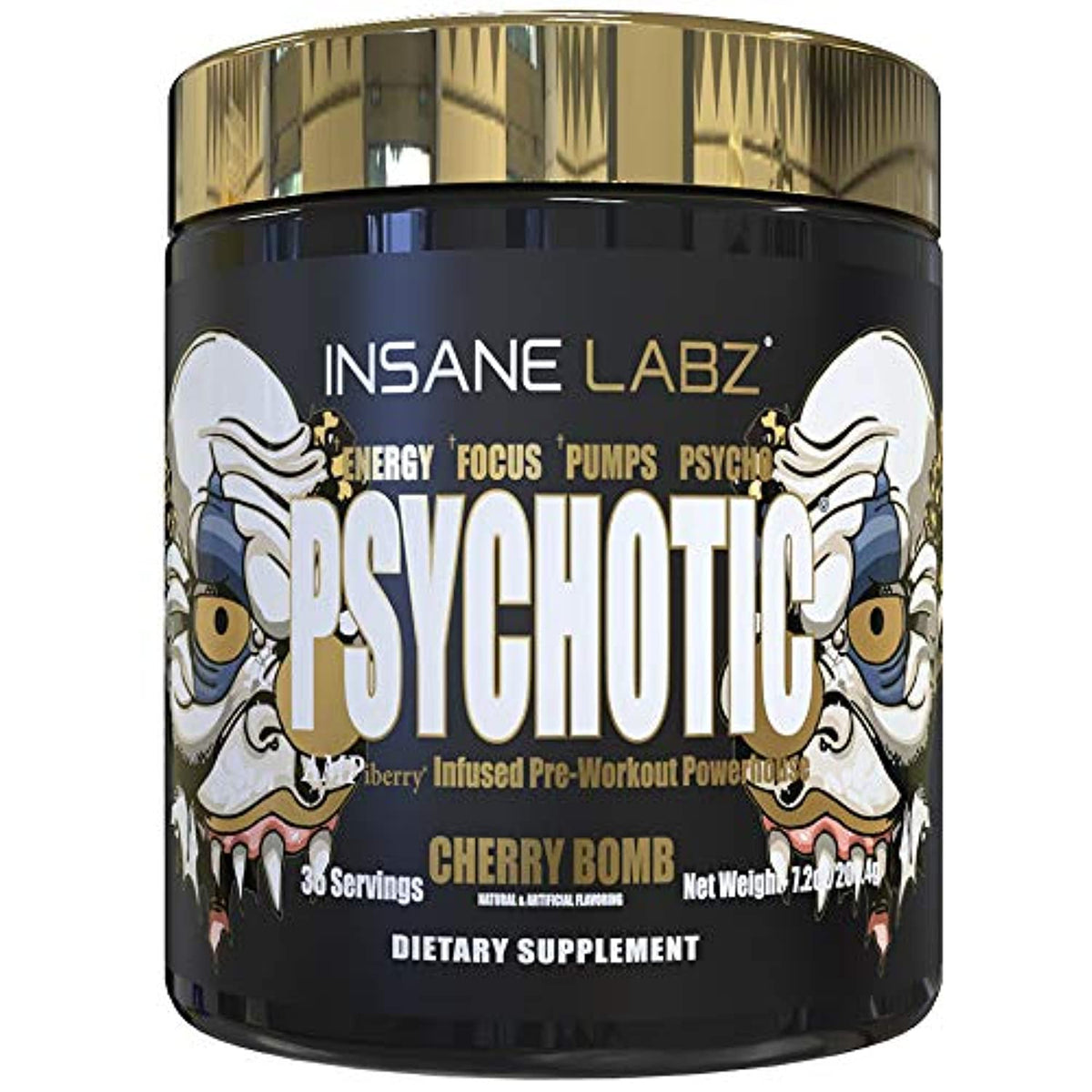 Insane Labz Psychotic Gold, versement de la bouteille pour énergie rapide et concentration accrue.