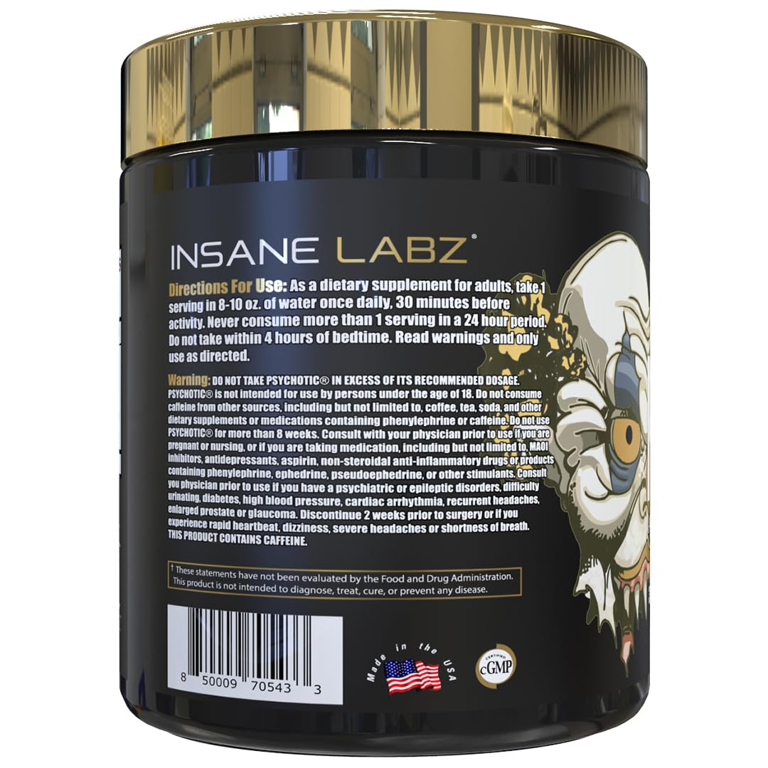 Psychotic Gold d’Insane Labz – flacon pêche-mangue pour énergie rapide et saveur agréable