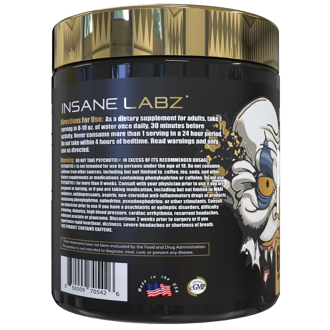 Insane Labz Psychotic Gold améliore les pompes et l'endurance pendant l'entraînement.
