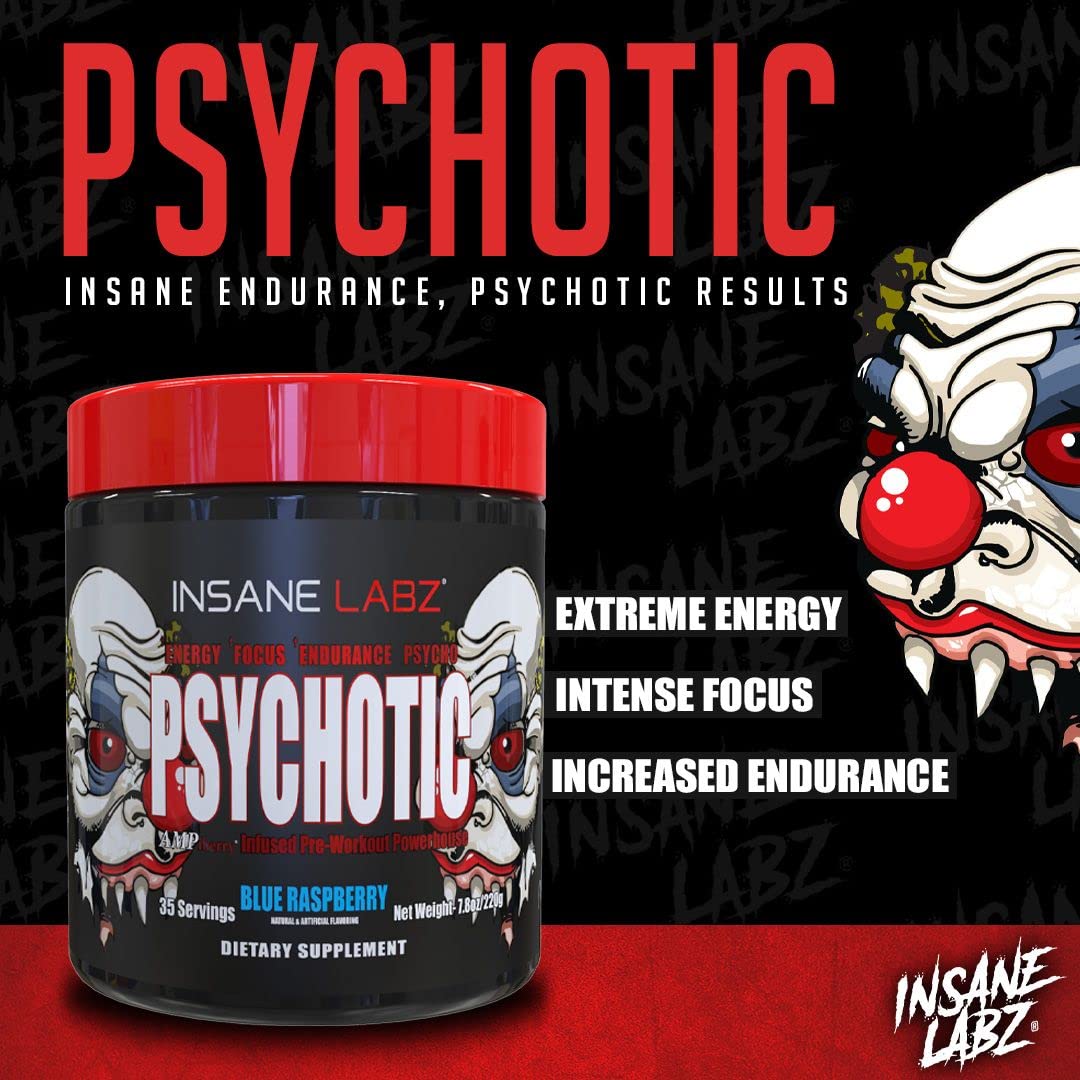 Pre-entrainement Insane Labz Psychotic, prêt pour l'effort intense.