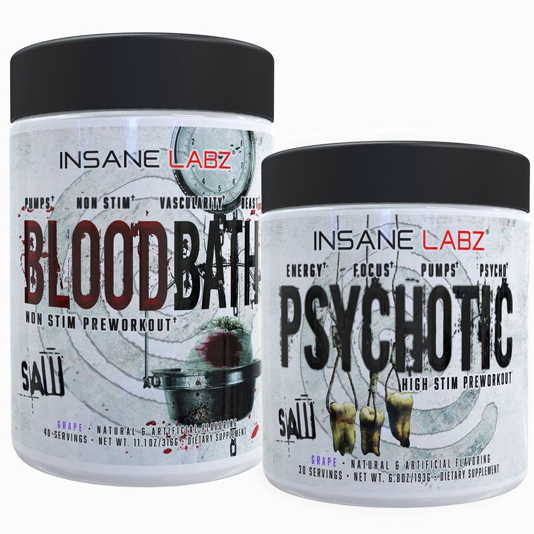 Bouteille Insane Labz Psychotic Saw préworkout, énergie et concentration potentielles
