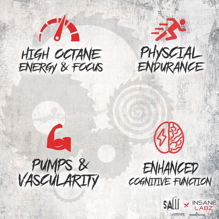 Insane Labz Psychotic SAW punch fruité – énergie rapide et motivation pour la séance.