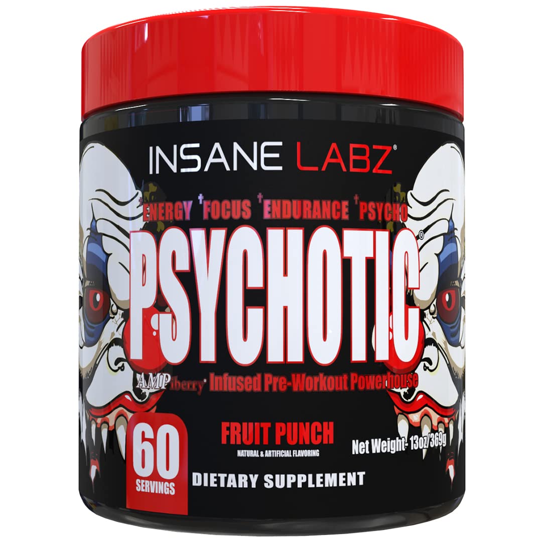 Insane Labz Psychotic tub pré-entraînement, énergie soutenue pour une séance intense