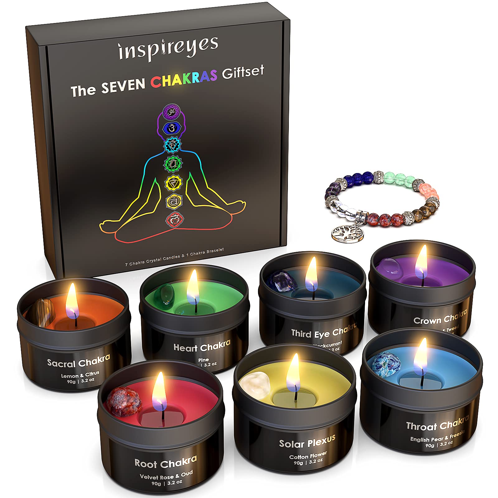 Bougies Inspireyes chakra vert – énergie et concentration pour méditation.