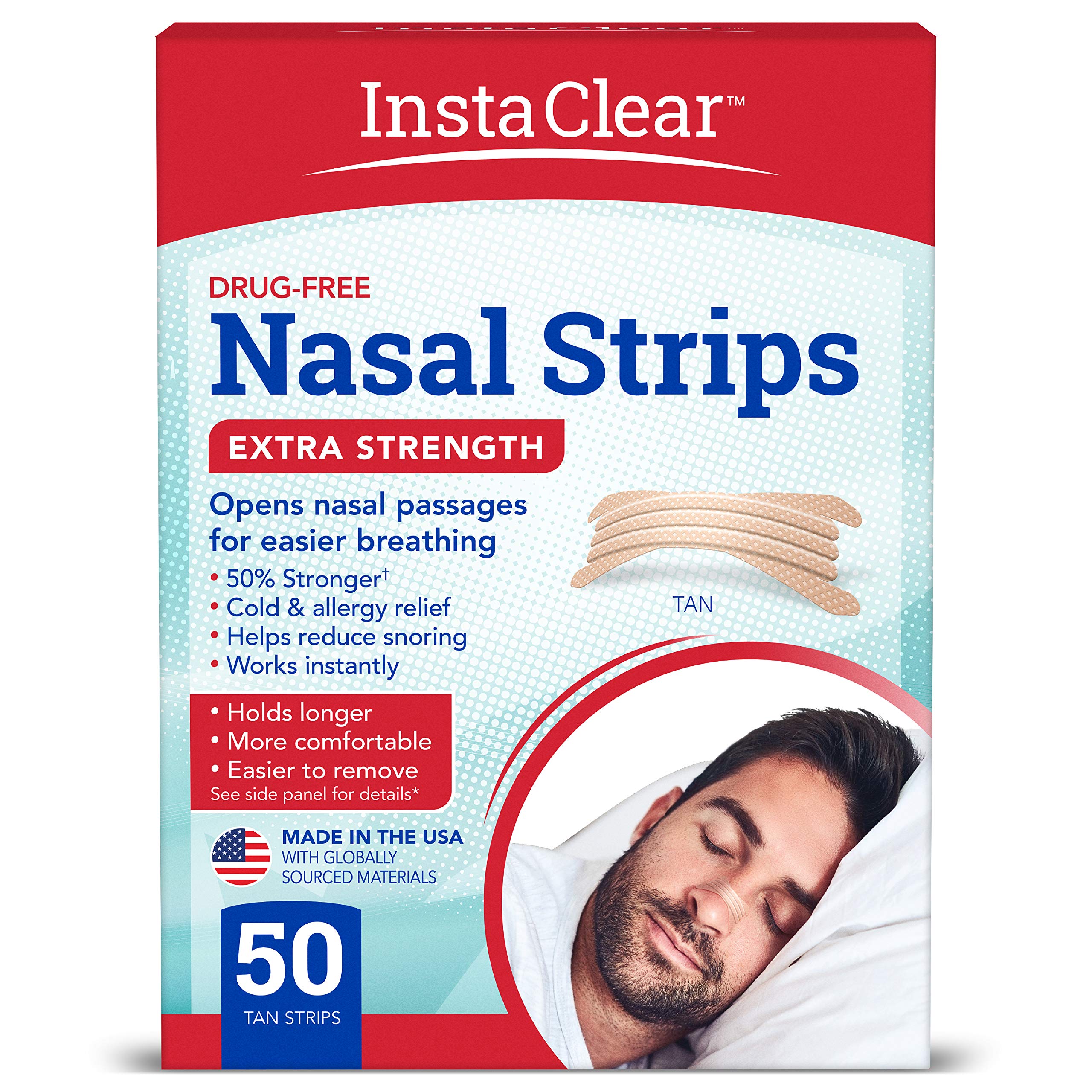 Instaclear Bandes nasales extra-strength tan, ouverture efficace des voies nasales.