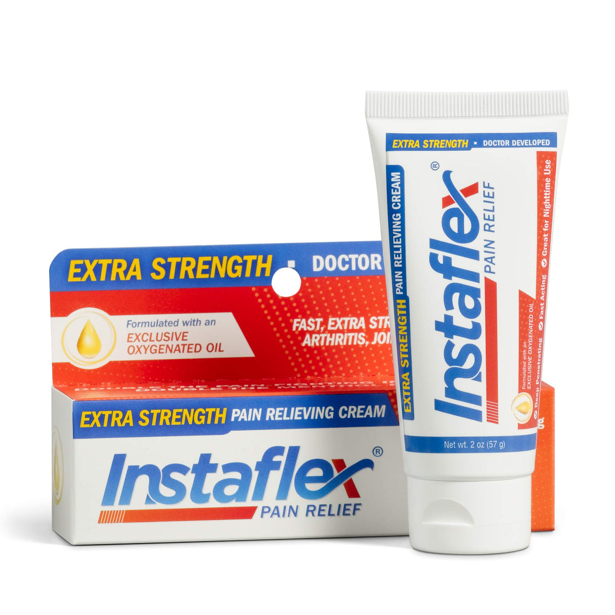 Instaflex Crème-relief, bouteille de 2 onces prête à soulager les douleurs ciblées.
