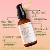 InstaNatural sérum vitamine C avec hyaluronique, hydratation profonde et peau souple