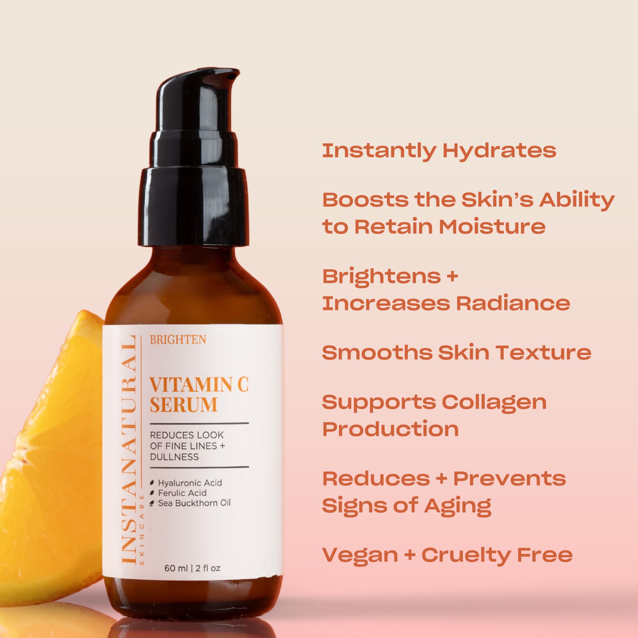 InstaNatural sérum vitamine C texture soyeuse prête pour une application rapide