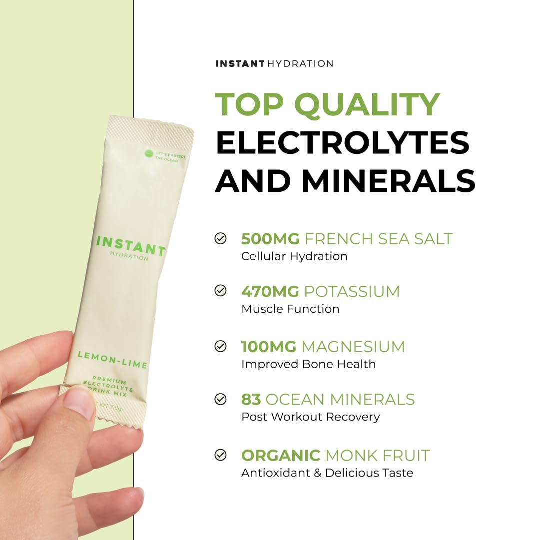 Instant Hydration emballage lemon-lime, format pratique pour la salle de sport.
