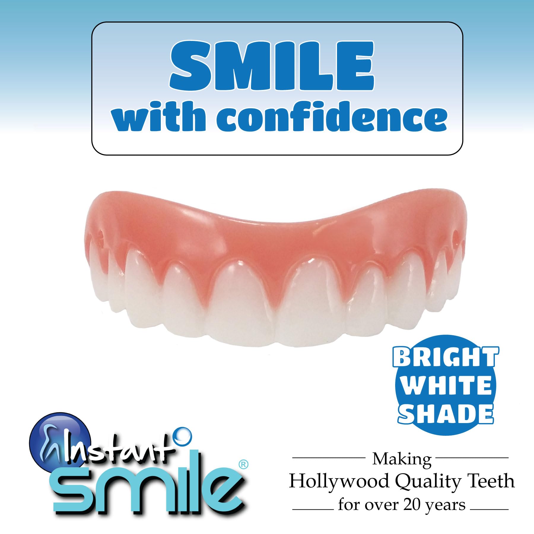 Instant Smile Comfort Fit Flex – Veneer supérieur, teinte claire, usage à domicile simple et élégant.