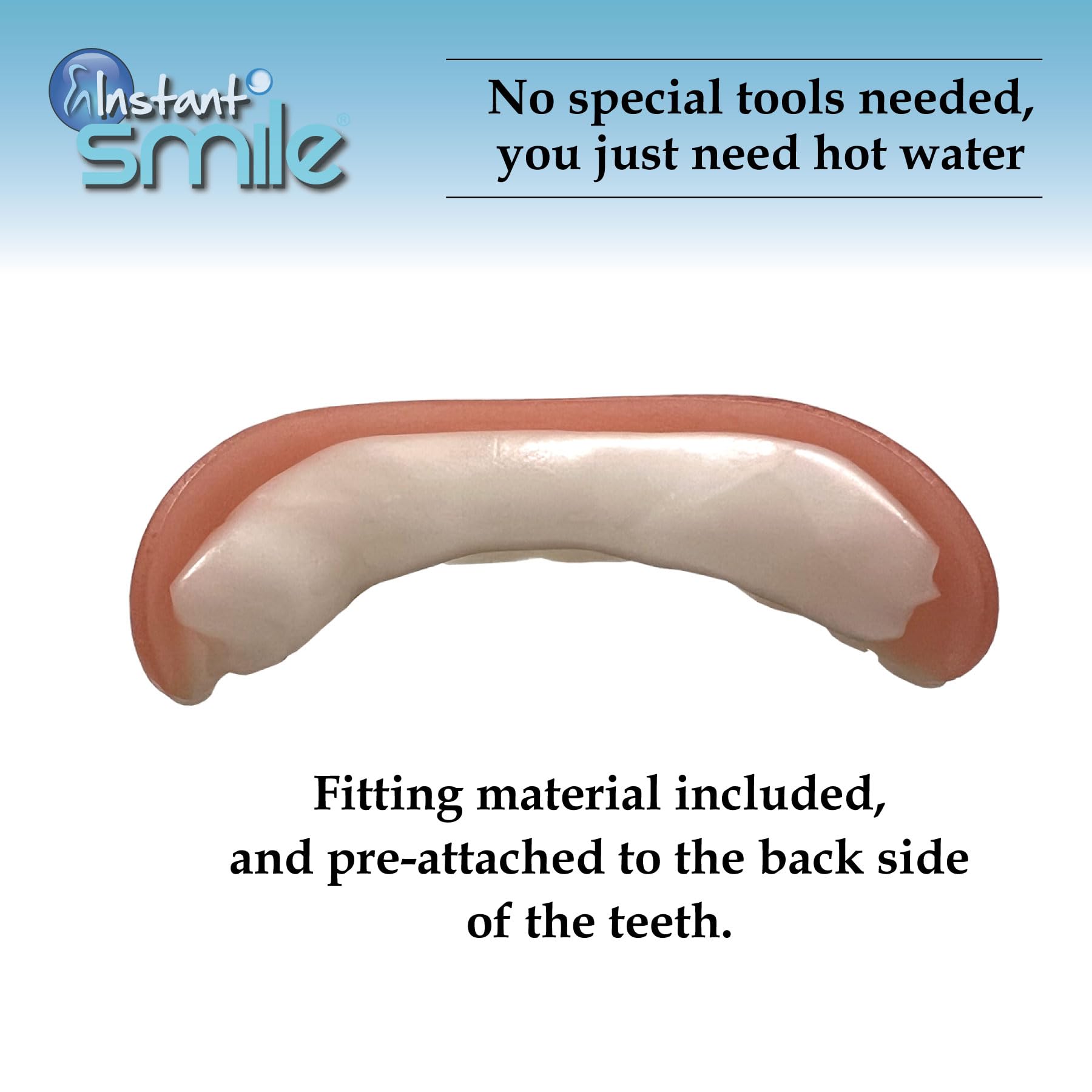 Instant Smile Comfort Fit Flex – Veneer supérieur, teinte claire, ajustement confortable et rapide.