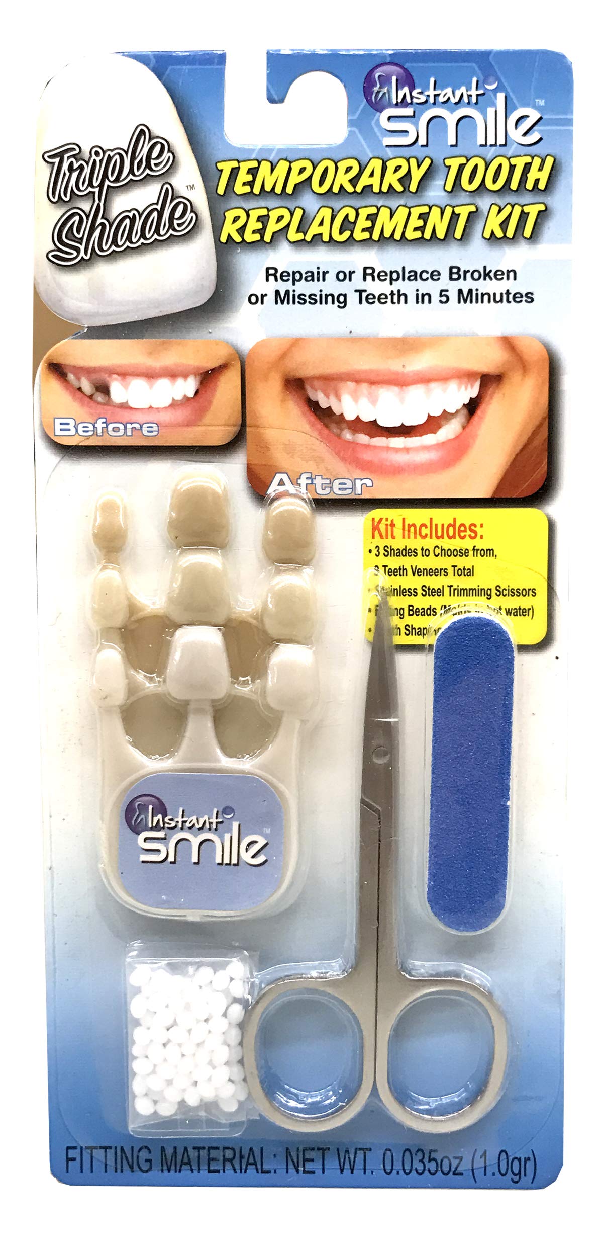 Instant Smile Triple Shade: kit de dents temporaires réalistes pour remplacement rapide.