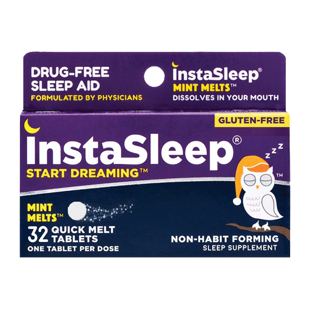 InstaSleep Mint se dissout rapidement sans eau pour faciliter l'endormissement.
