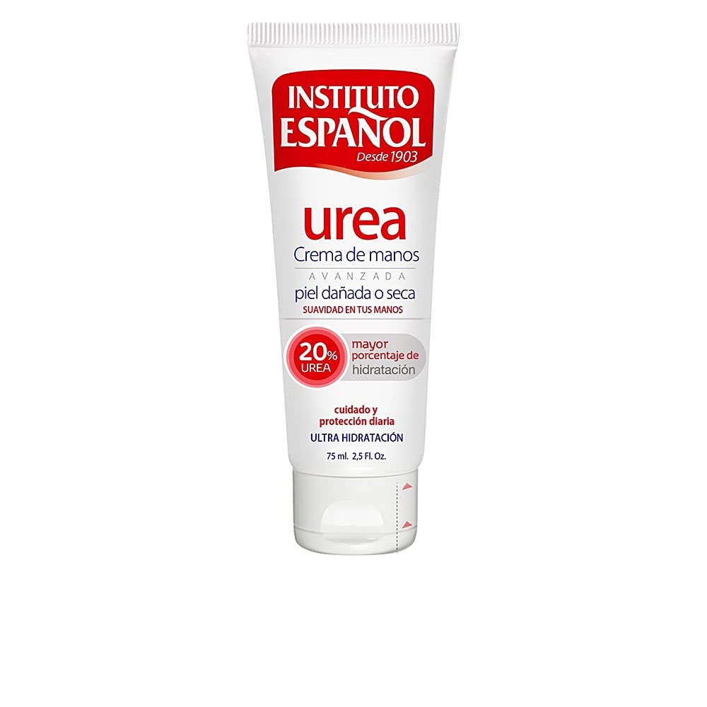 Crème mains Instituto Español avec urée 75ml, apaise les mains sèches et hydrate durablement.