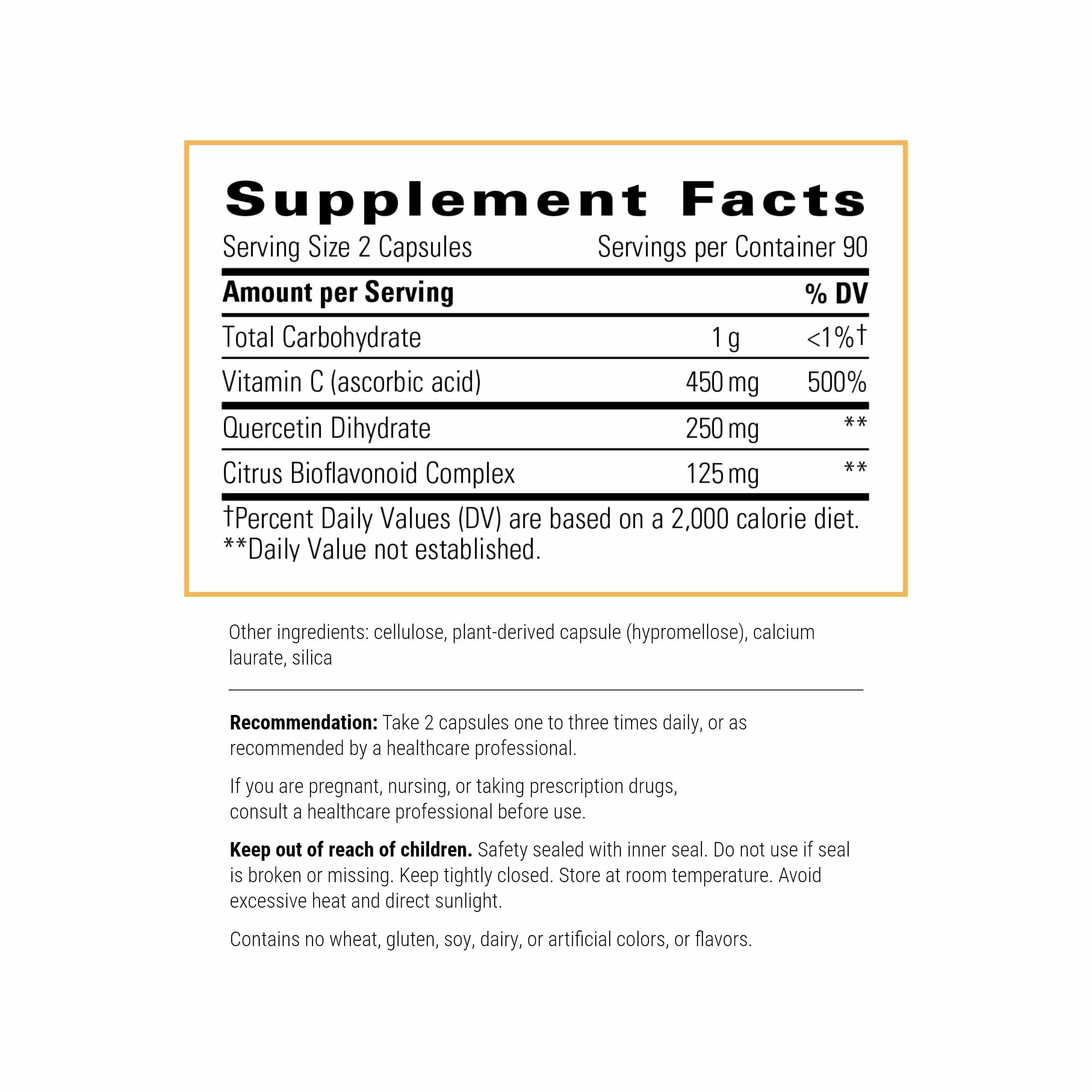 Integrative Therapeutics capsules Vitamine C Quercétine – prise quotidienne simple.
