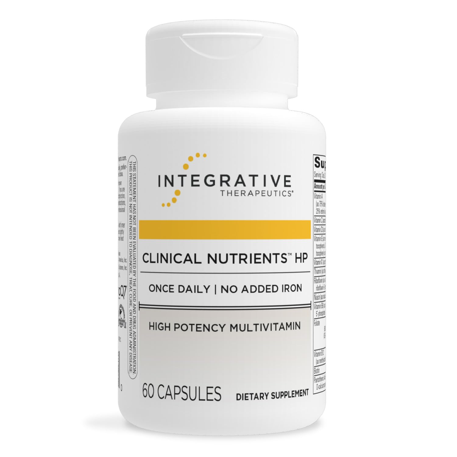 Intégrative Therapeutics Clinical Nutrients HP – bouteille de capsules sans fer, soutien nutritionnel quotidien.