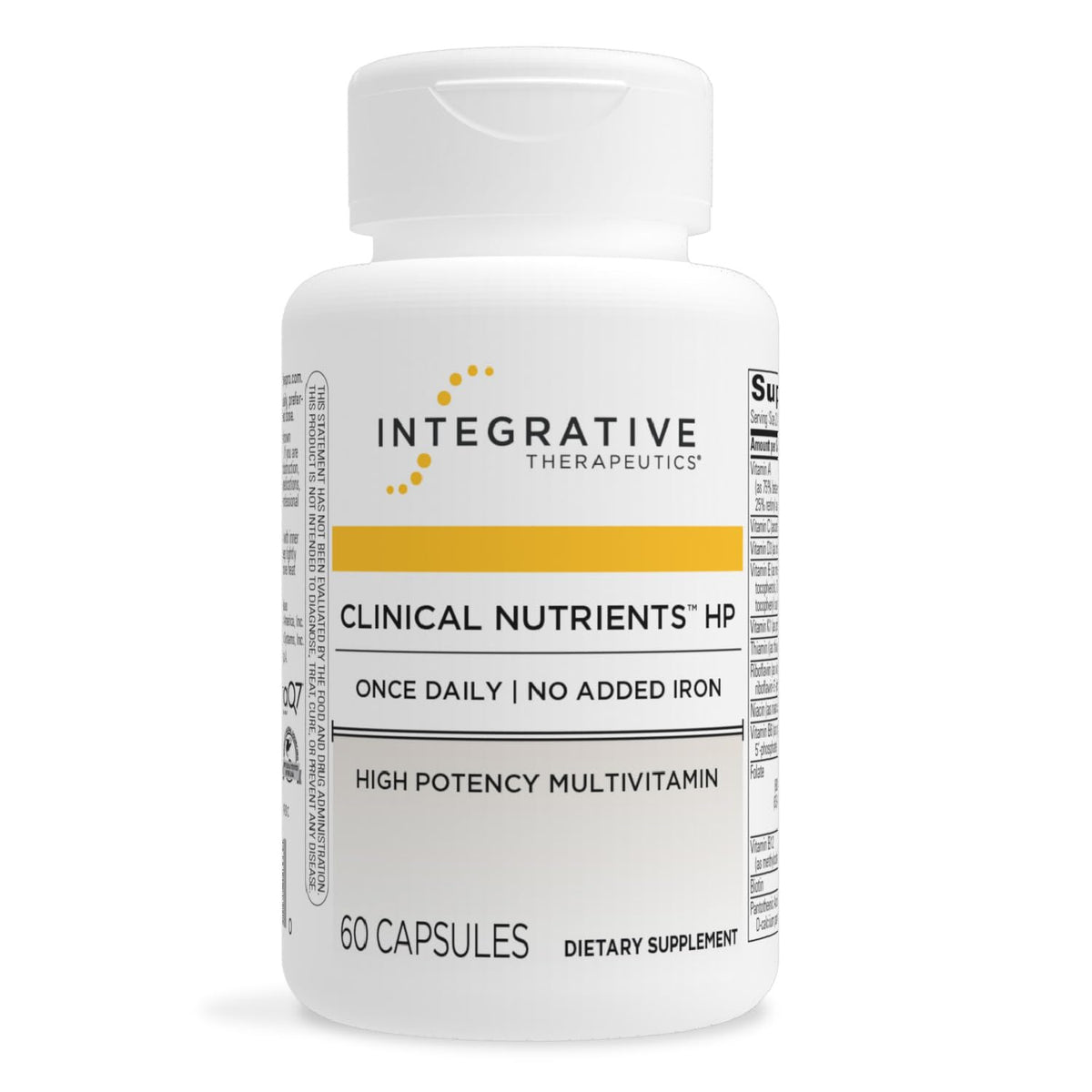 Intégrative Therapeutics Clinical Nutrients HP – bouteille de capsules sans fer, soutien nutritionnel quotidien.