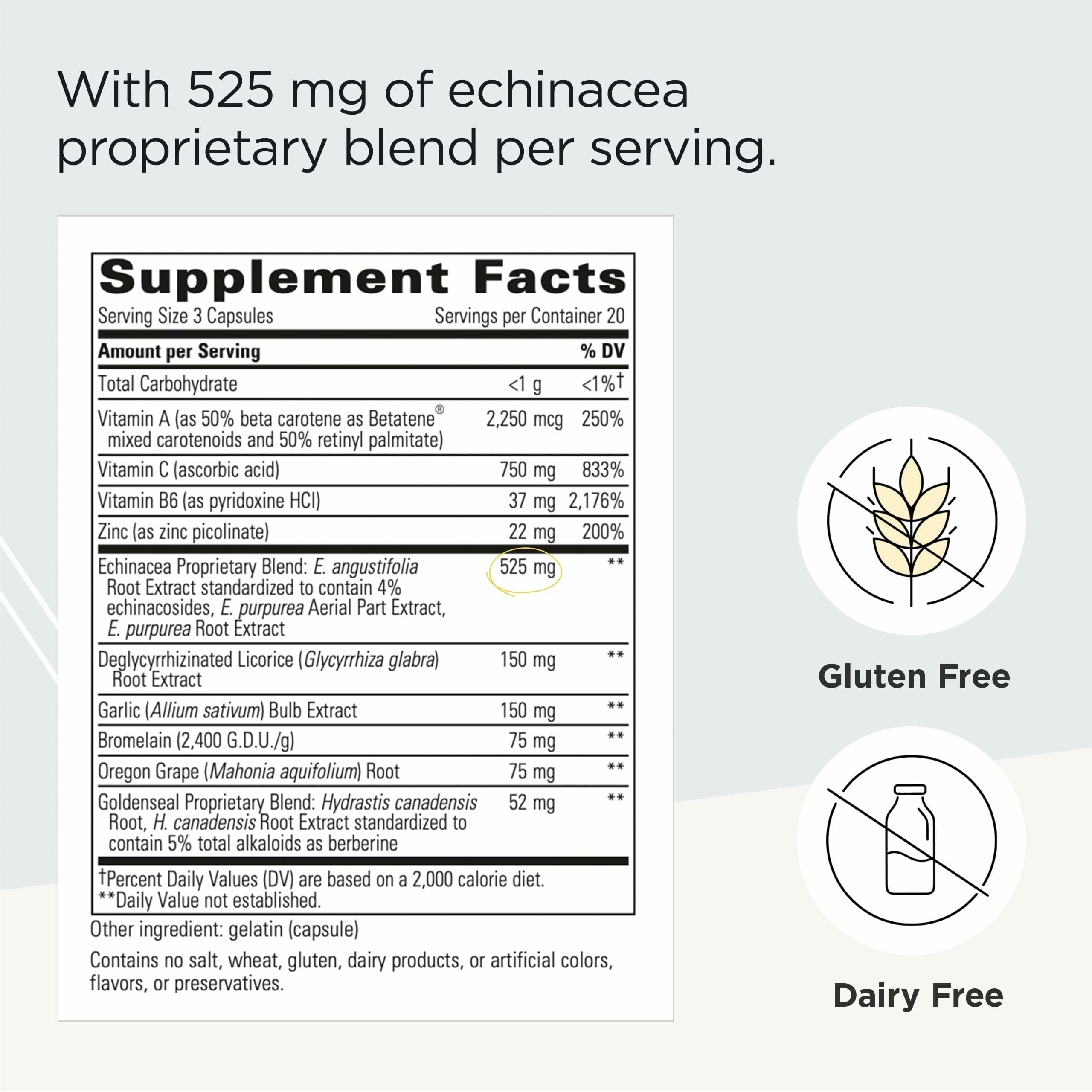 Integrative Therapeutics EHB étiquette montrant nutriments et ingrédients clés.