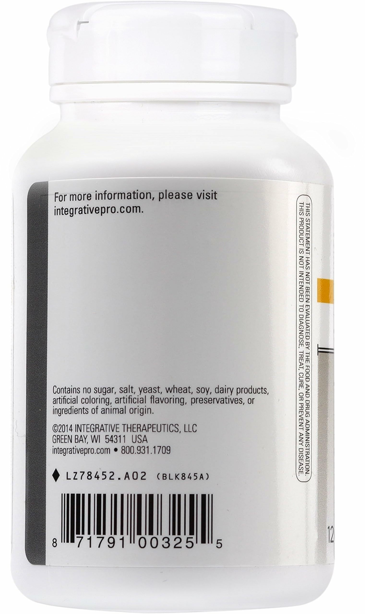 Integrative Therapeutics Fiber Formula etiquette produit et informations sur les fibres.