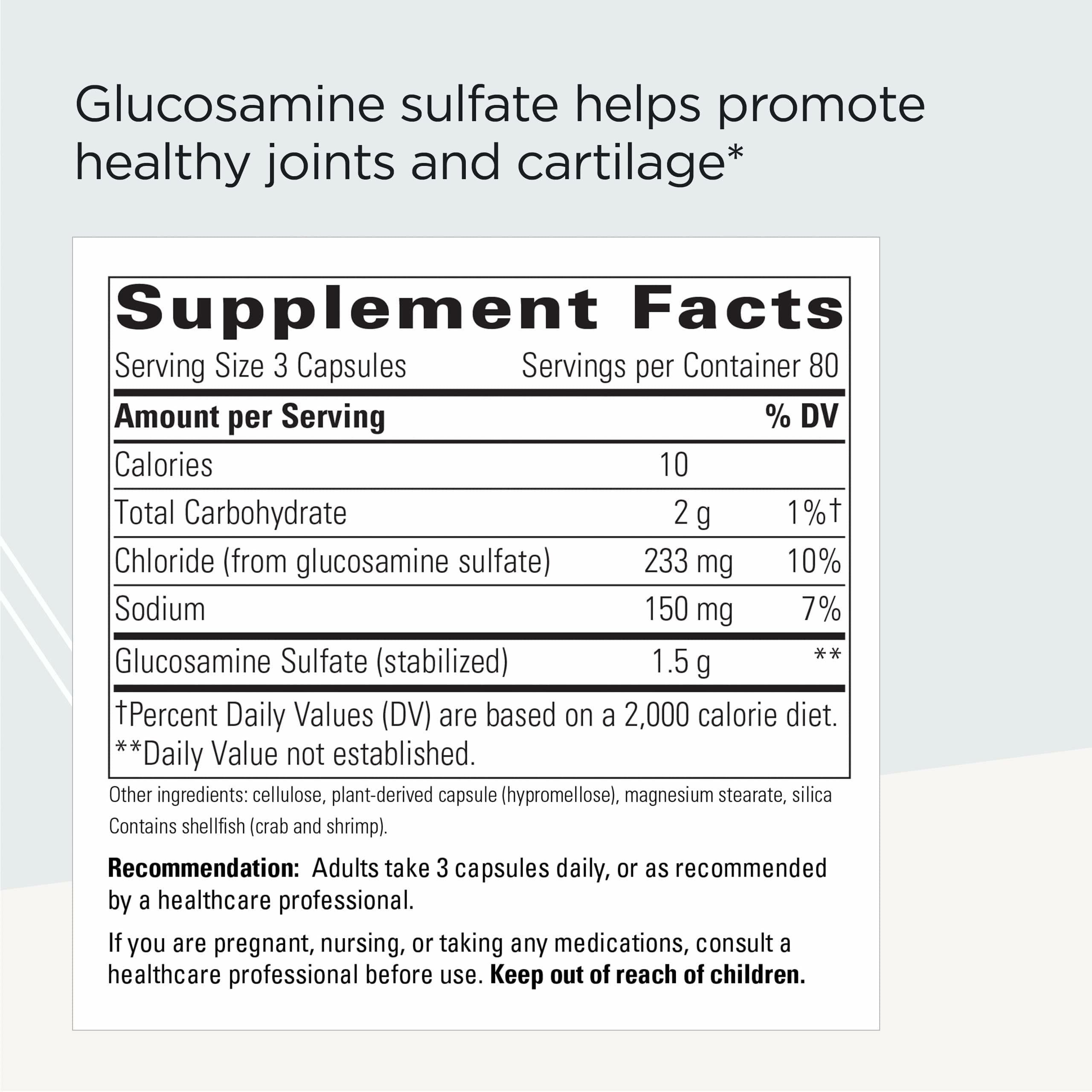 Étiquette du Glucosamine Sulfate d'Integrative Therapeutics, informations sur le produit