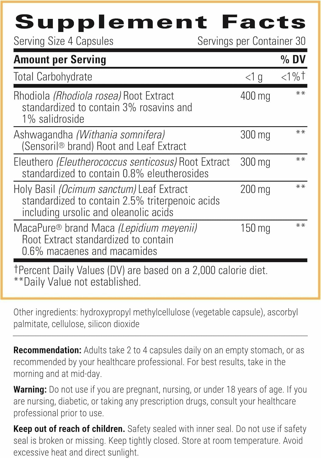 Integrative Therapeutics HPA Adapt – flacon rhodiola, approche calmante potentielle
