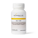 Bouteille Integrative Therapeutics K2+D3 prête pour l’utilisation quotidienne et le soutien osseux.