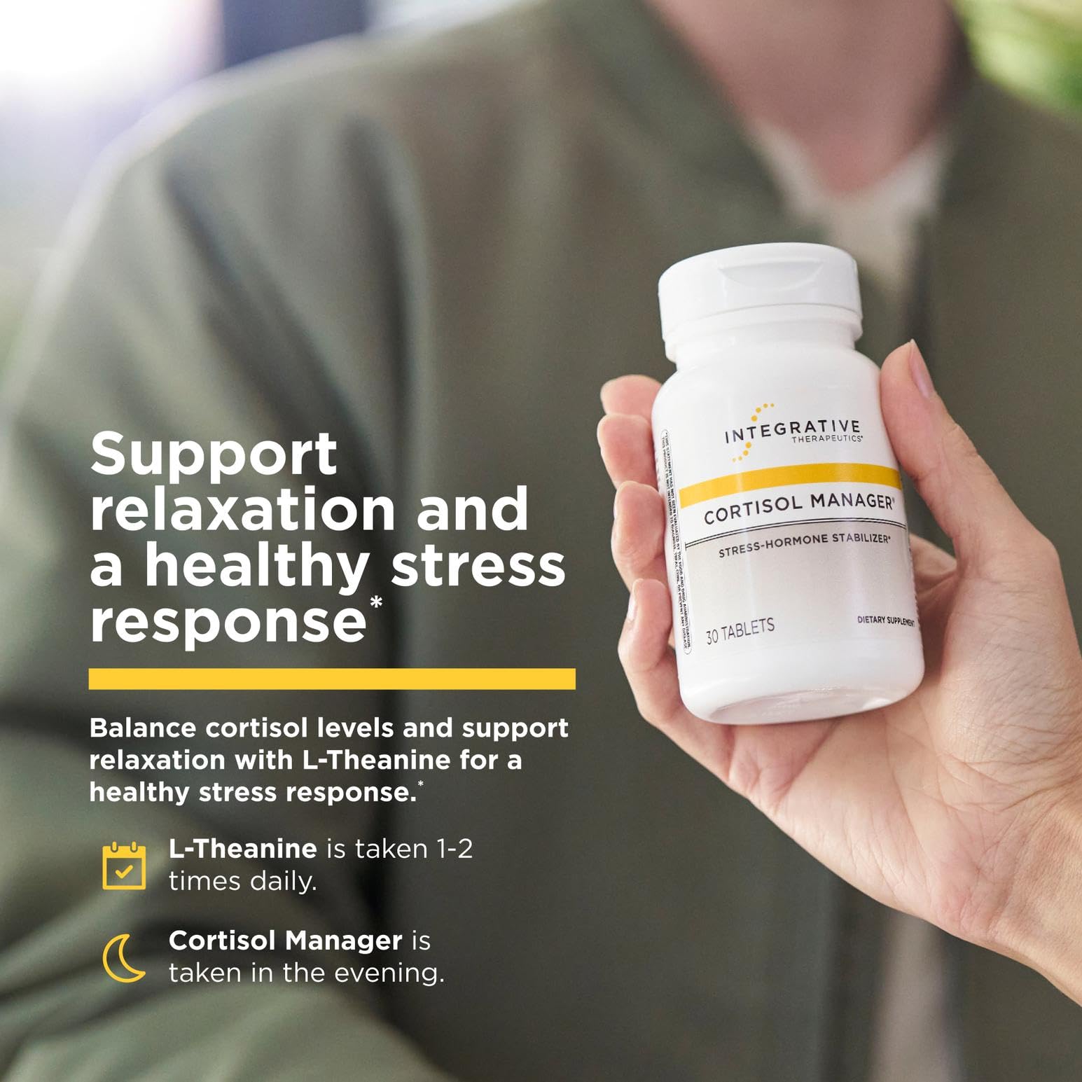 Pack soutien-stress-relaxation Integrative Therapeutics, routine quotidienne.
