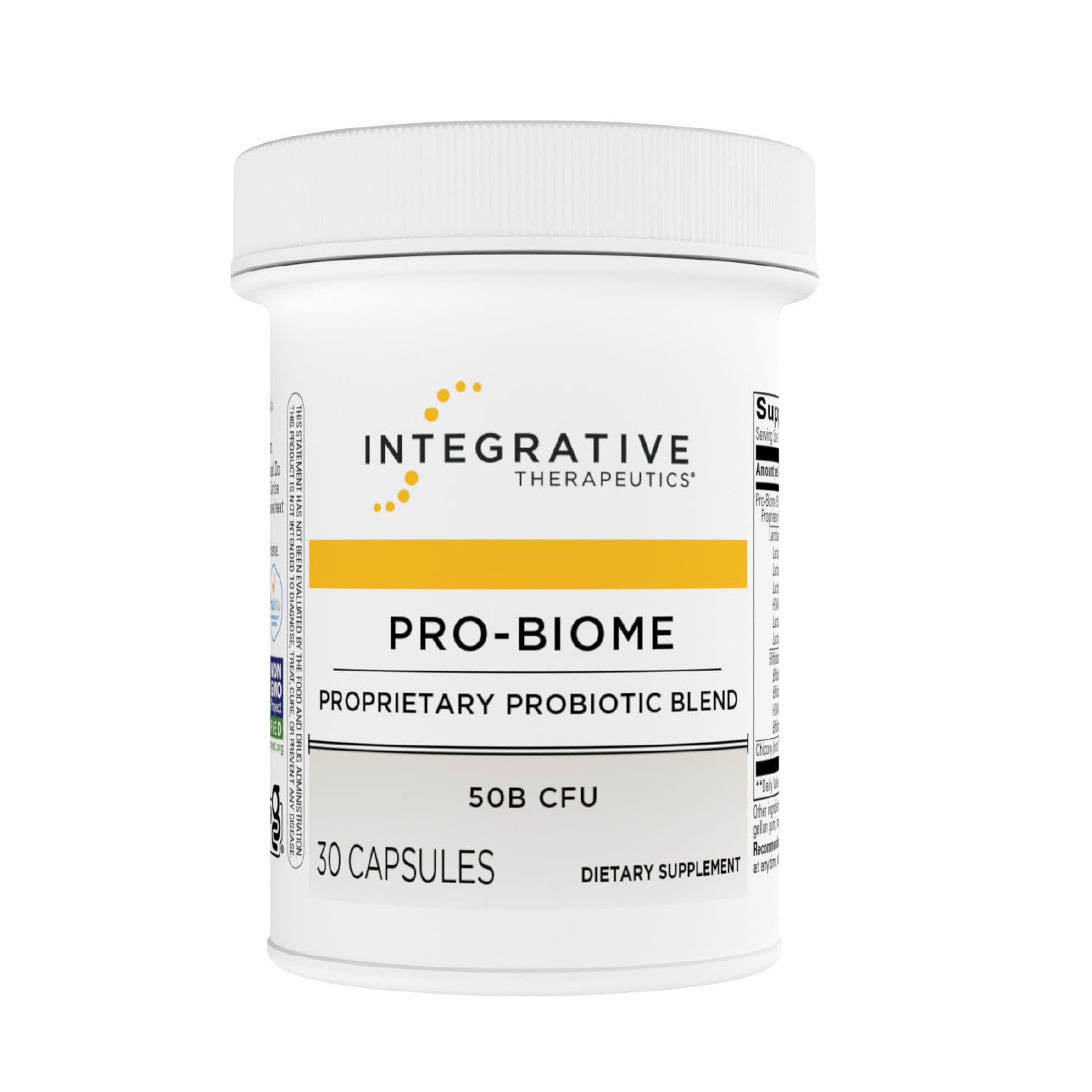 Pro-Biome d'Integrative Therapeutics dans une bouteille, soutien digestif potentiel.