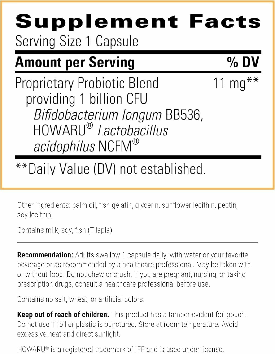 Integrative Therapeutics Probiotic Pearls – gélules avec cultures actives pour le bien-être intestinal.
