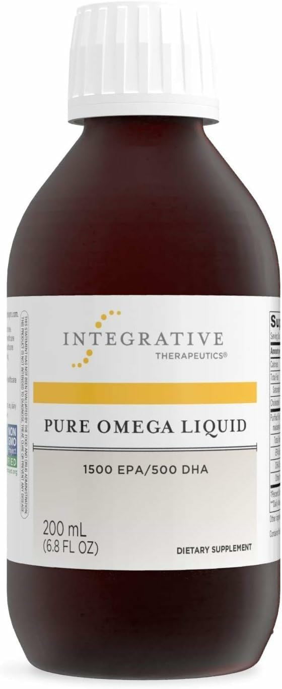 Intégrative Therapeutics Pure Omega Liquide – bouteille prête pour l’apport oméga-3 quotidien.