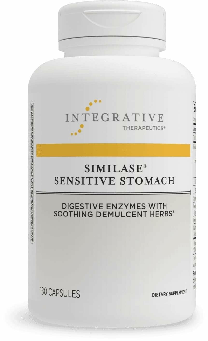 Flacon Similase Sensitive Stomach d'Integrative Therapeutics, soutien digestif potentiel.