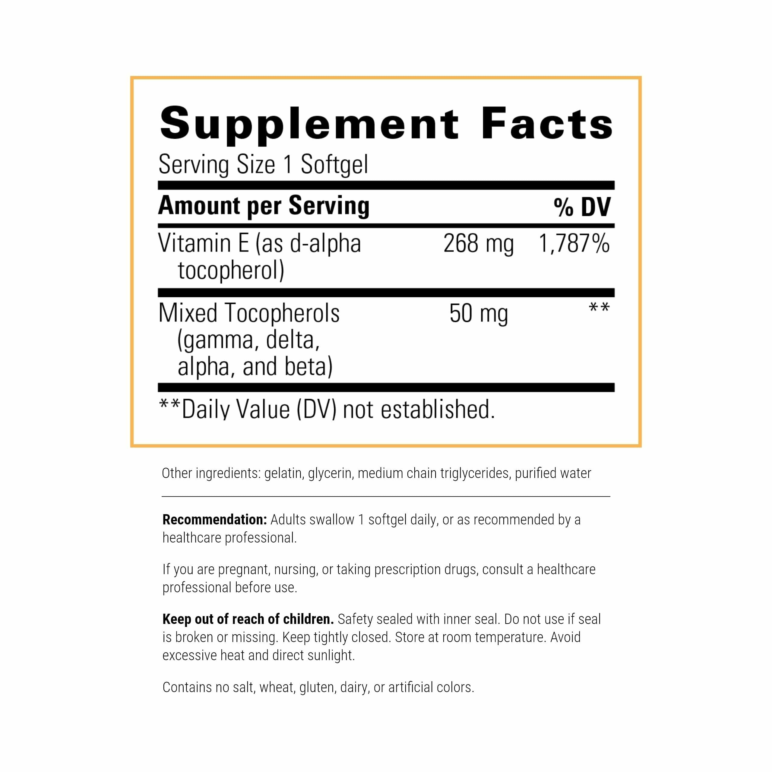 Vitamine E Integrative Therapeutics – capsules molles faciles à prendre au quotidien.