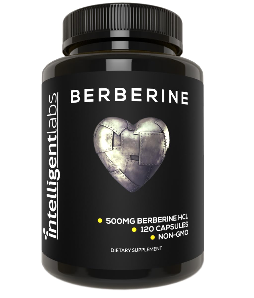 Berberine HCL Plus d'Intelligent Labs — bouteille avant, usage pratique et pureté.