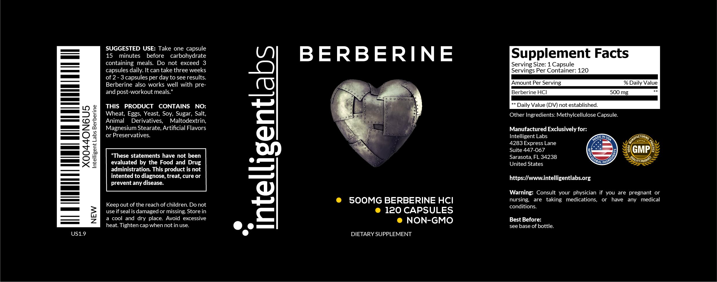 Berberine HCL Plus d'Intelligent Labs — emballage écoresponsable pour un achat responsable.