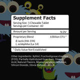 Intelligent Labs Probiotiques Enfants – comprimé masticable, goût agréable et dose quotidienne.