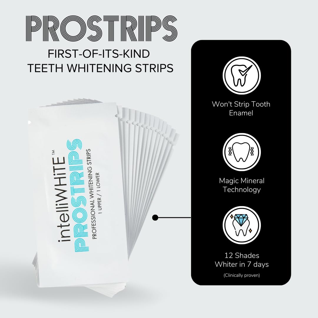 Intelliwhite ProStrips avant/après visibles lors du traitement.