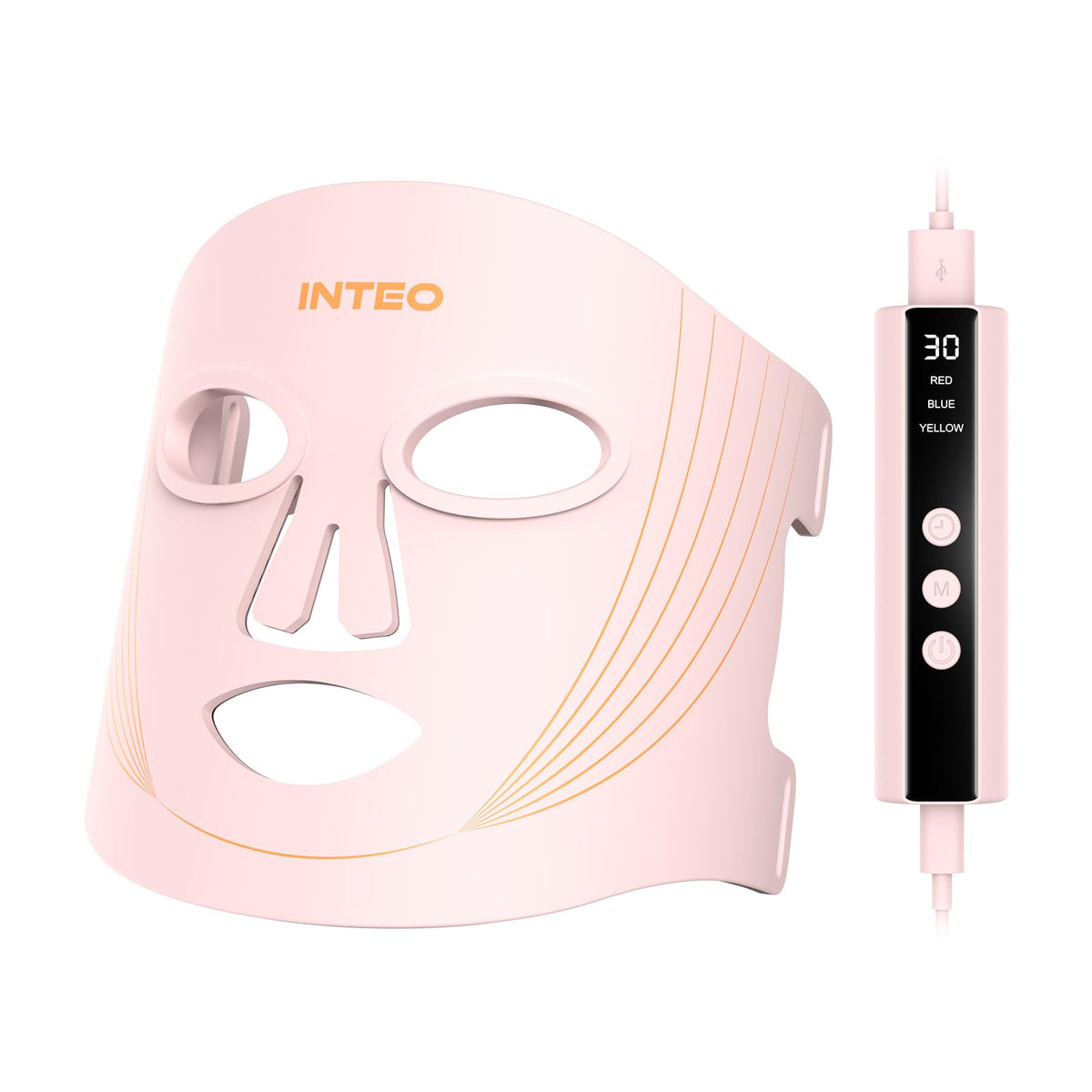 INTEO masque visage avec lumière rouge et infrarouge, sensation douce à domicile.