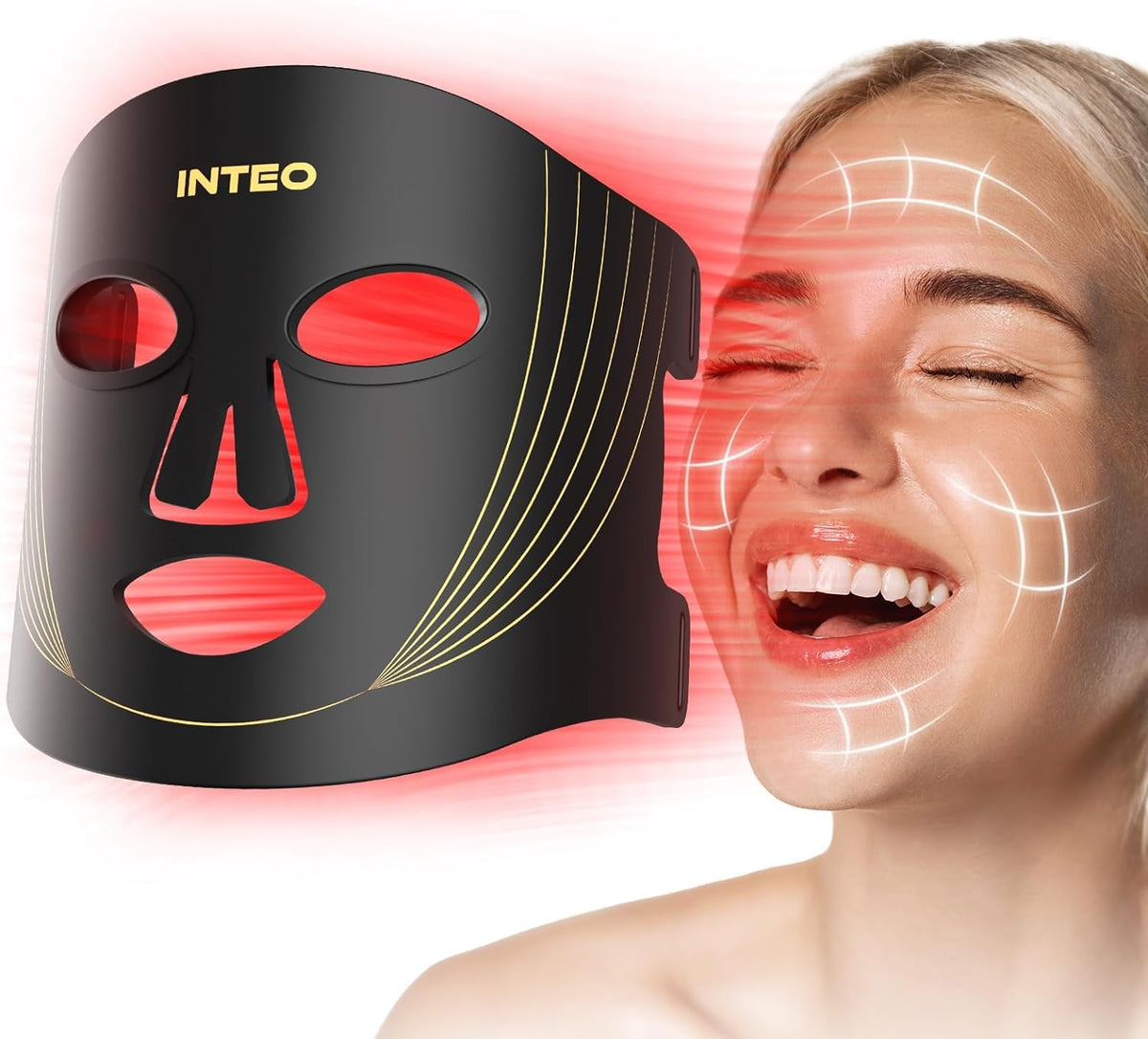 Masque INTEO lumière rouge visage, trois modes pour une utilisation pratique à domicile
