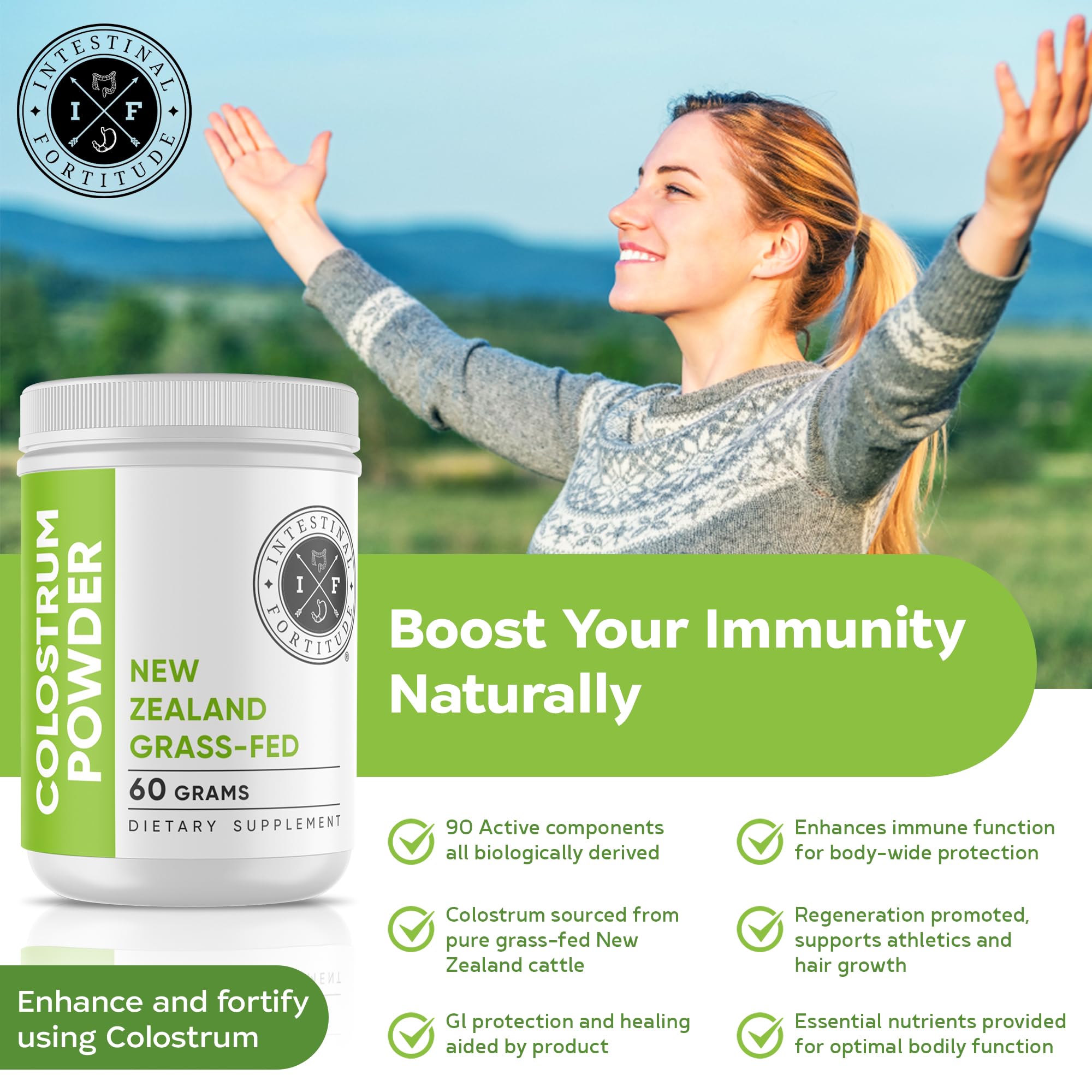 Texture poudre fine et naturelle, Intestinal Fortitude pour un mode de vie sain.