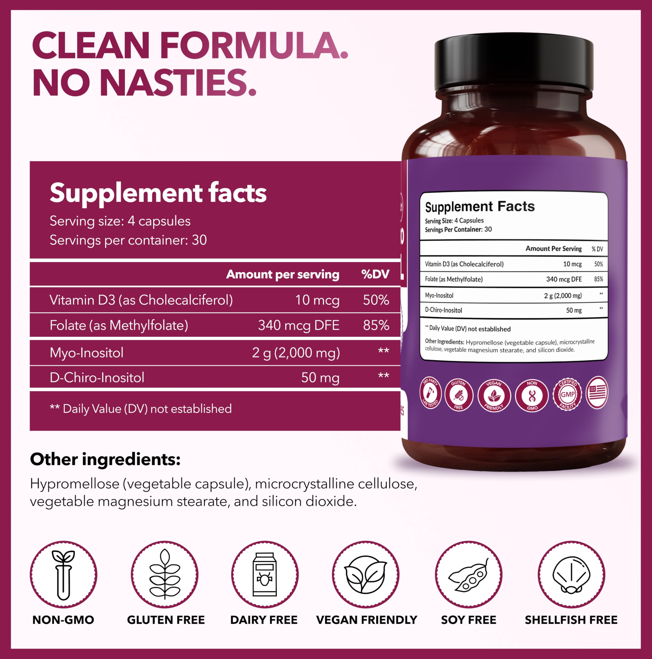Étiquette Intimate Rose certifiée sans gluten et sans soja.