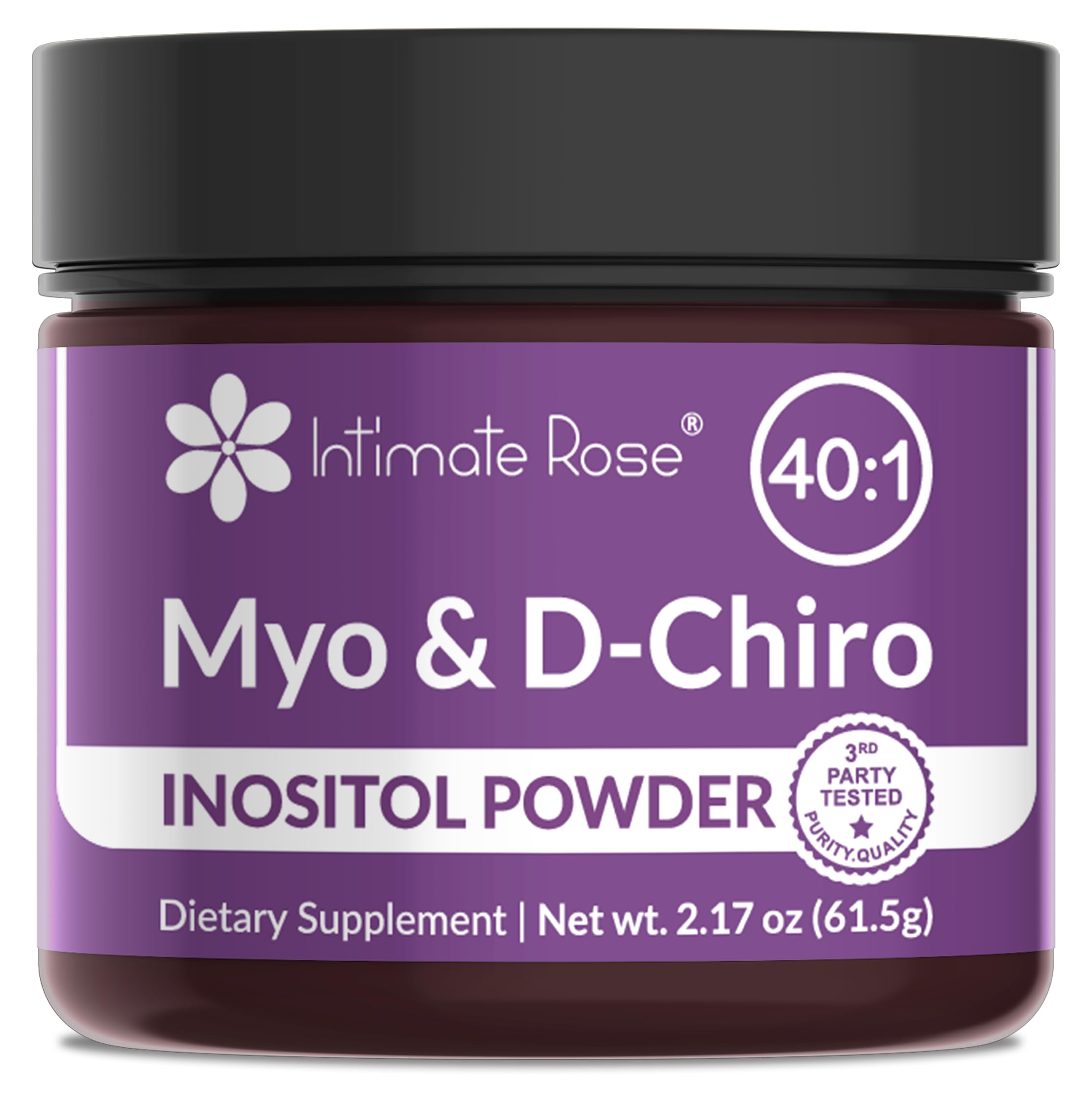 Intimate Rose Inositol – bouteille: poudre pure prête à soutenir l'équilibre hormonal.
