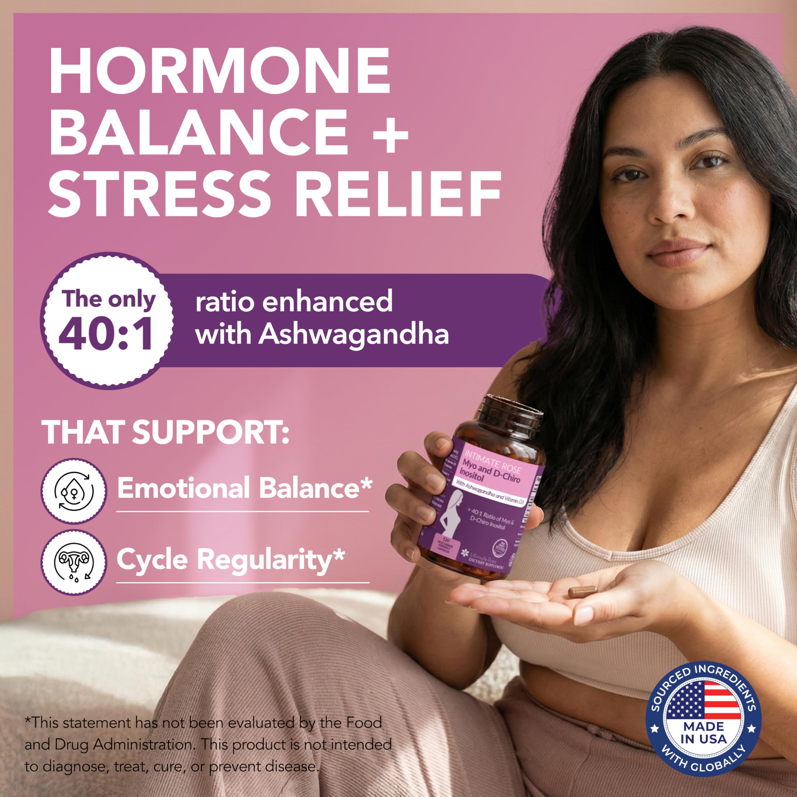 Intimate Rose Myo-Inositol et D-Chiro-Inositol – gelules, intégration aisée dans la routine.