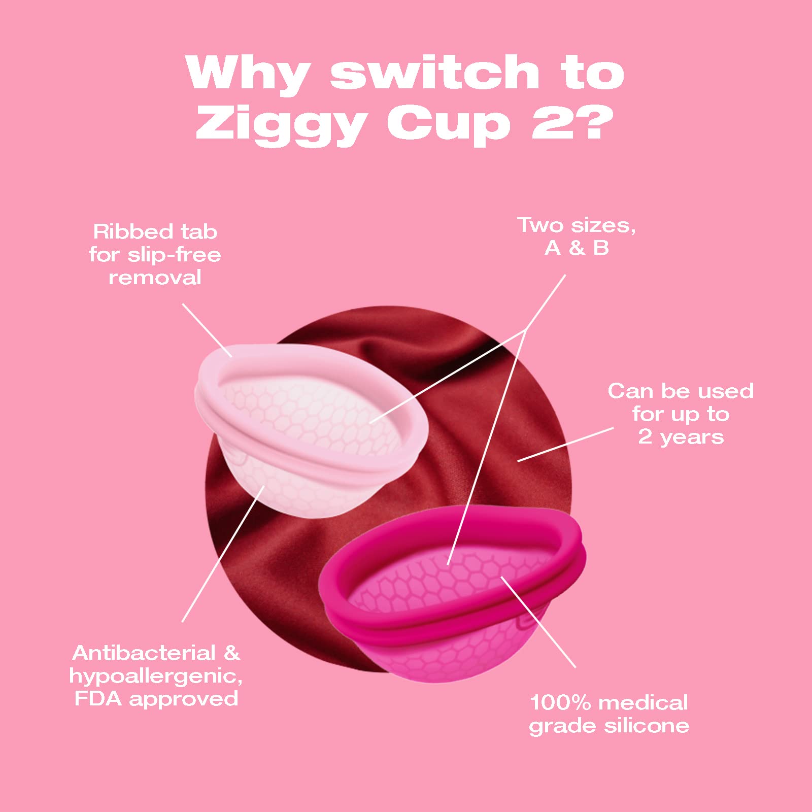 INTIMINA Ziggy Cup 2 – rebord double pour une étanchéité renforcée.