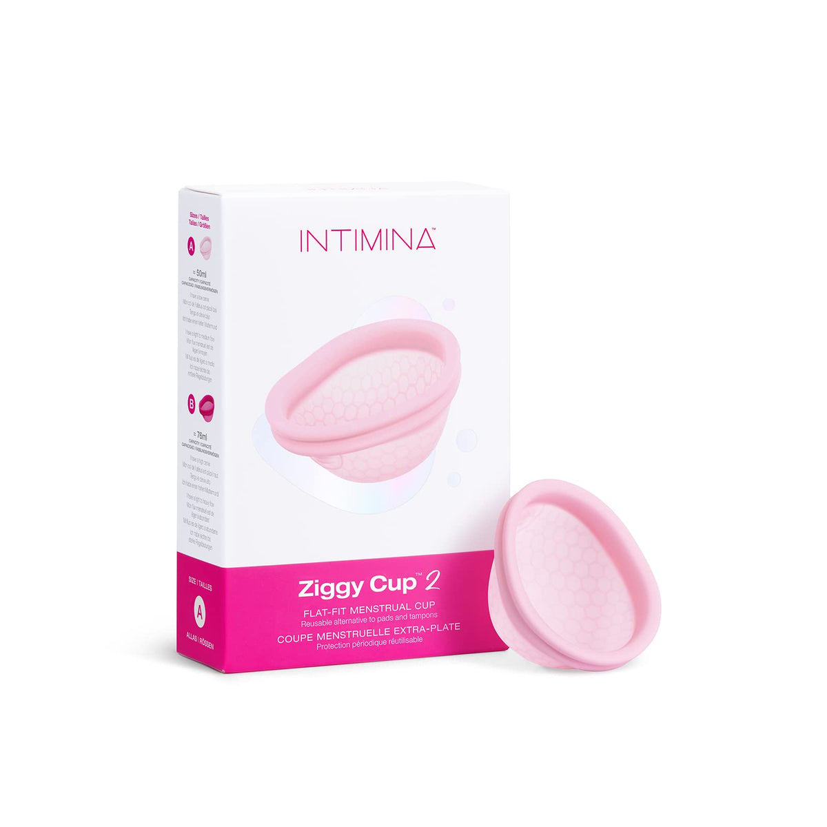 INTIMINA Ziggy Cup 2: design extérieur compact pour une utilisation quotidienne discrète.