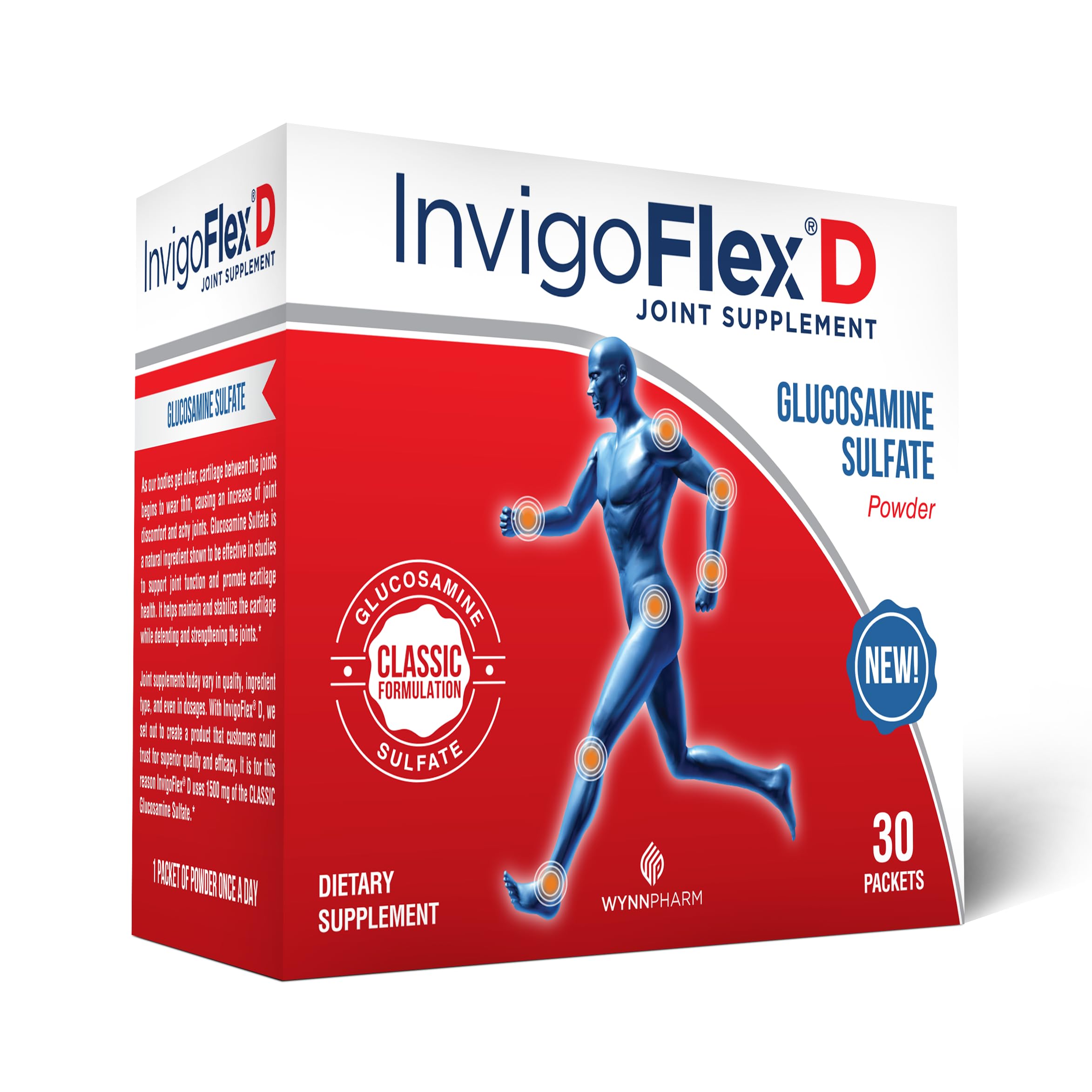 INVIGOFLEX D poudre glucosamine sulfate en emballage pour mobilité articulaire.
