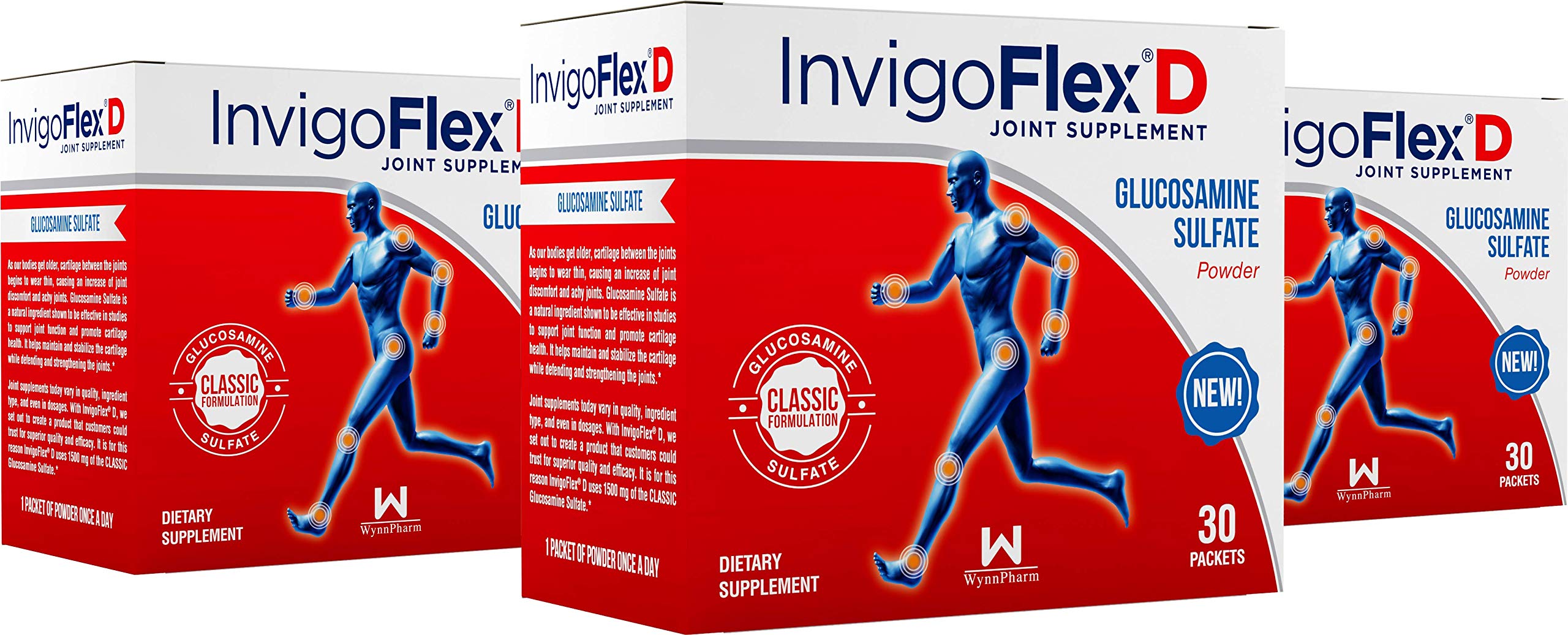 InvigoFlex glucosamine sulfate: poudre en bouteille, soutien potentiel des articulations.