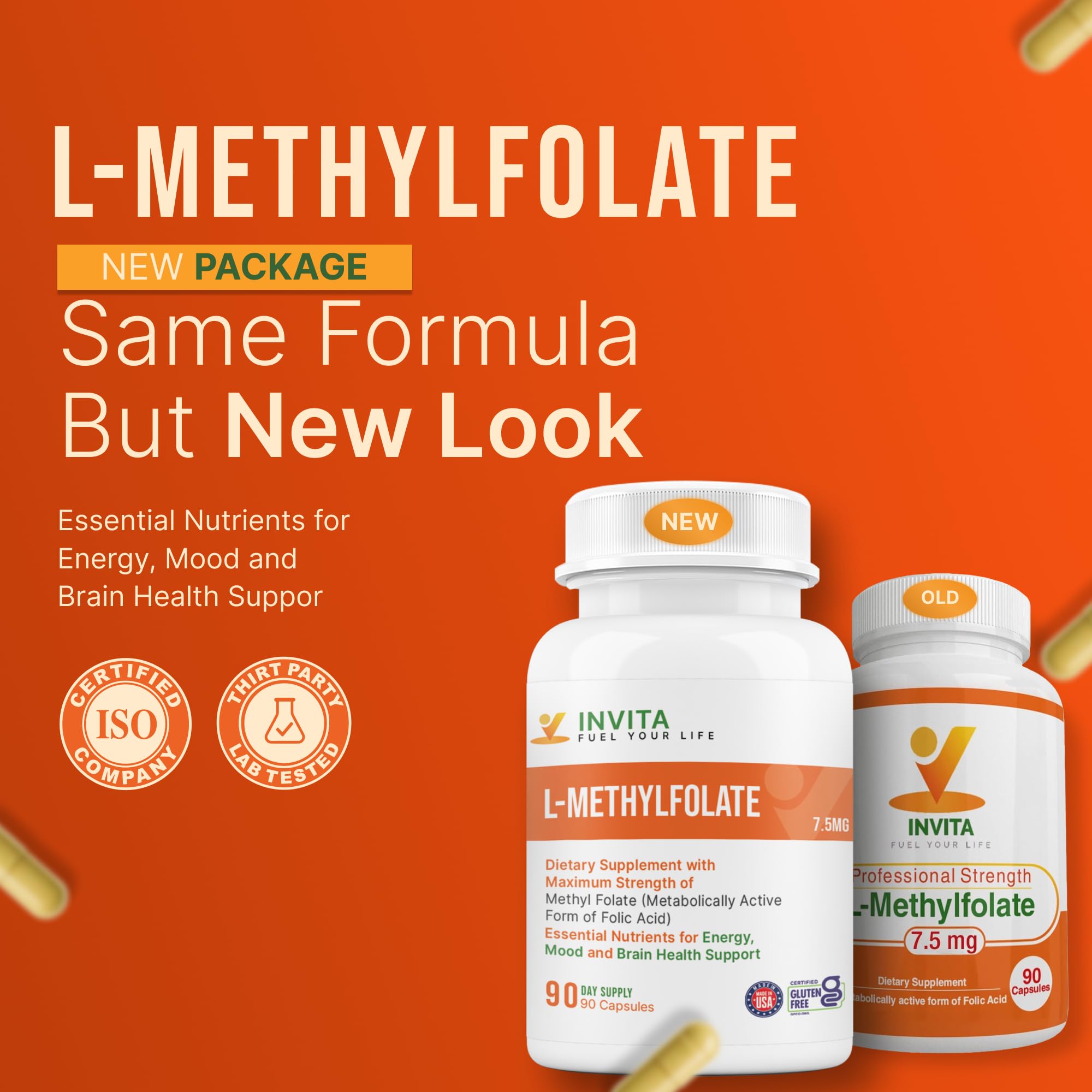 INVITA L-Methylfolate: capsules compactes pour routine quotidienne.
