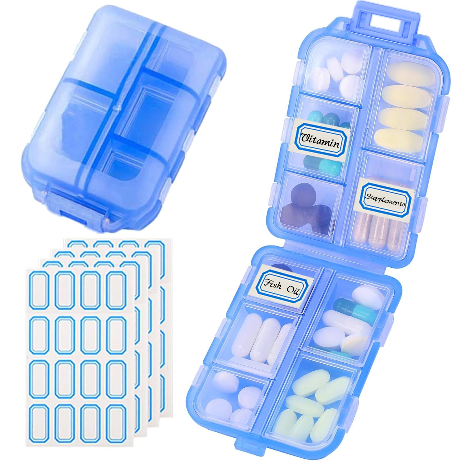 Etui INVODA compact et transparent pour emporter vos pilules en voyage.